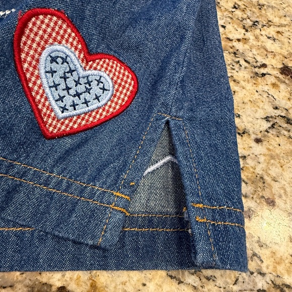 Koret vintage cotton denim patchwork embroidered short sleeve shirt SZ SM - Picture 5 of 12